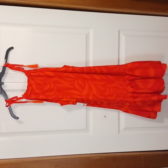 Taylor lined sun dress - mini halter tie - S - orange floral - Picture 6 of 10